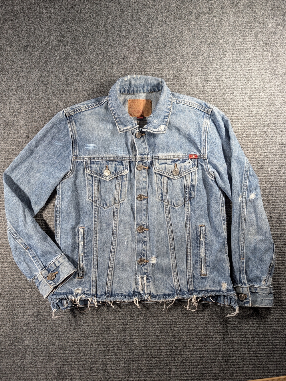 Lucky Brand Tomboy Trucker Light Wash Distressed Denim Jacket Women's Size Small